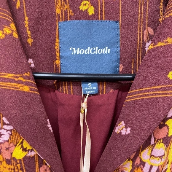 Modcloth Fit Flare Midi Dress Size Small Floral Terracotta Rustic Red NWT - Picture 3 of 5